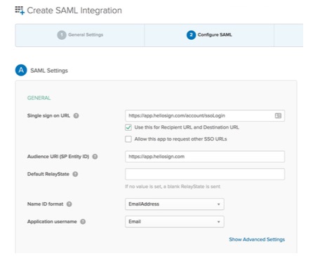 Create SAML integration
