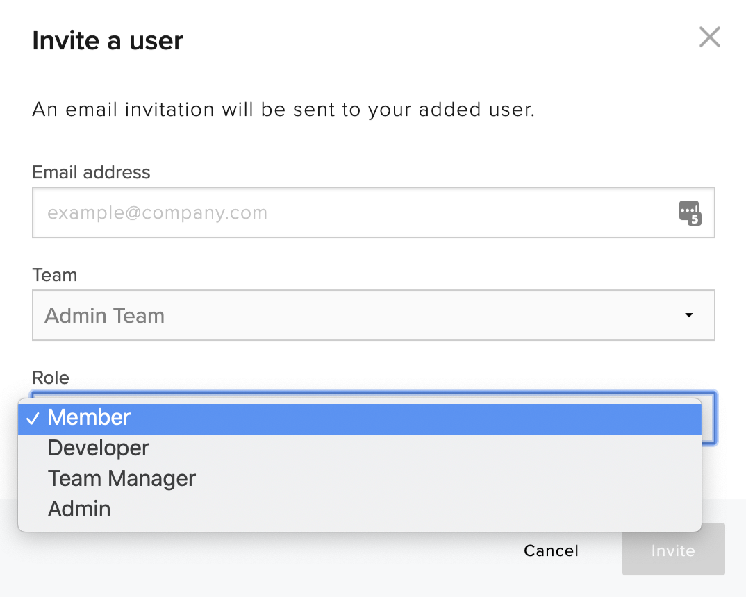 Inviting a user to a HelloSign team plan
