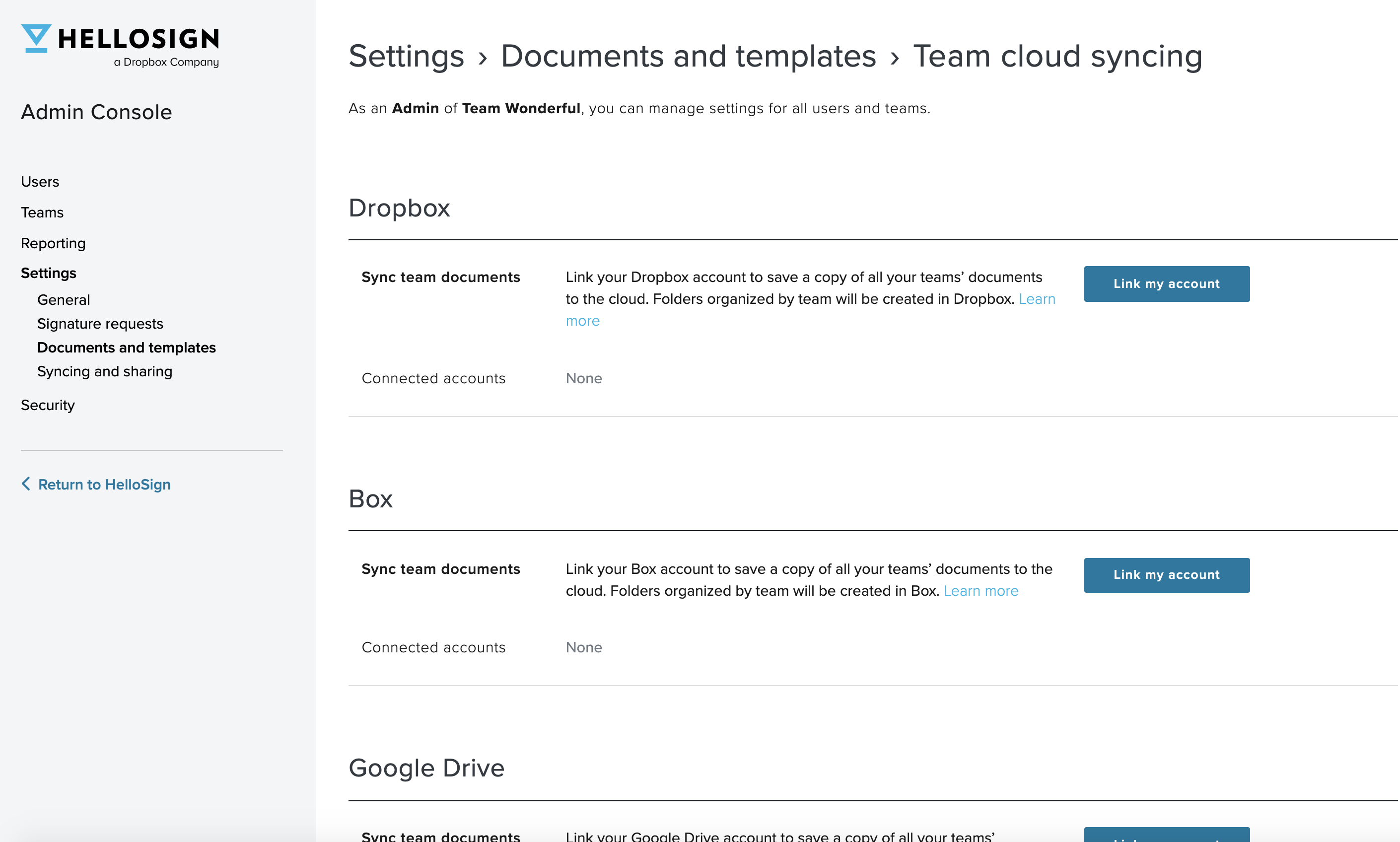 Set up team cloud syncing in the admin console