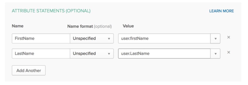 Enter optional attribute statements