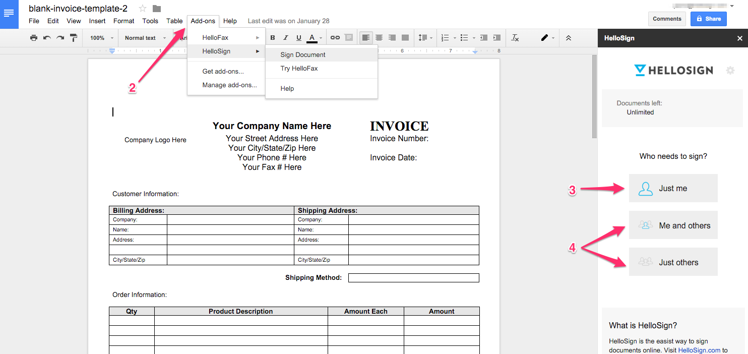 Google docs templates