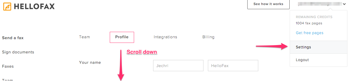 fax notification settings help